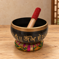 Engraved Black Tibetan Singing Bowl – Medium Size