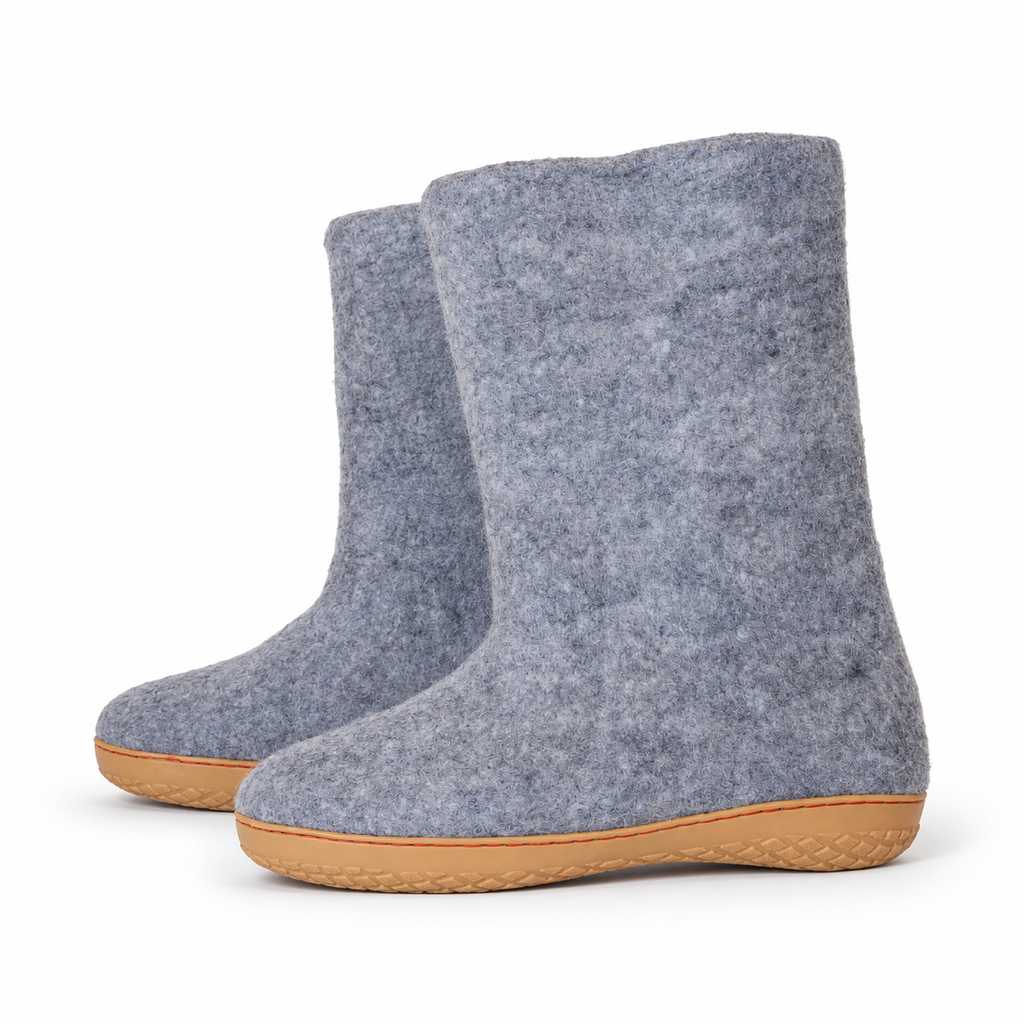 Handmade Grey Felt Boots