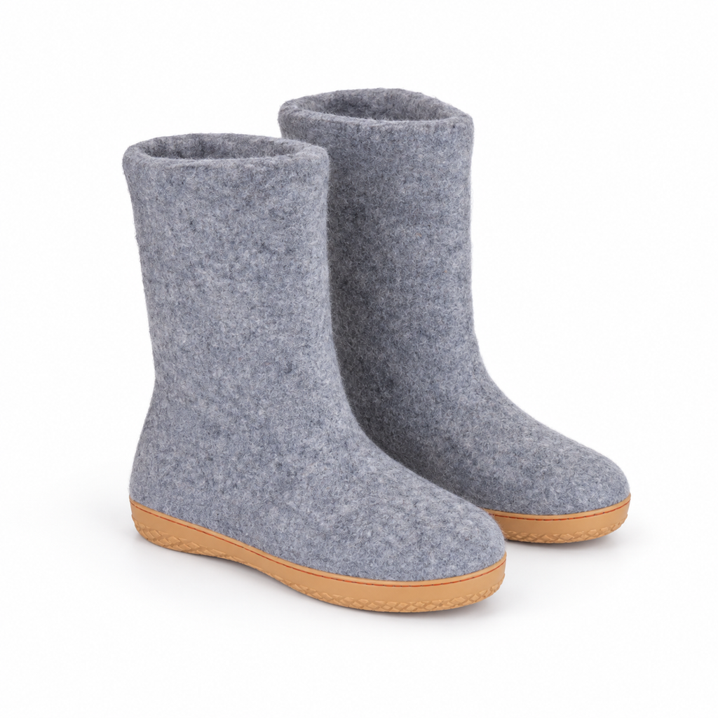 Handmade Grey Felt Boots