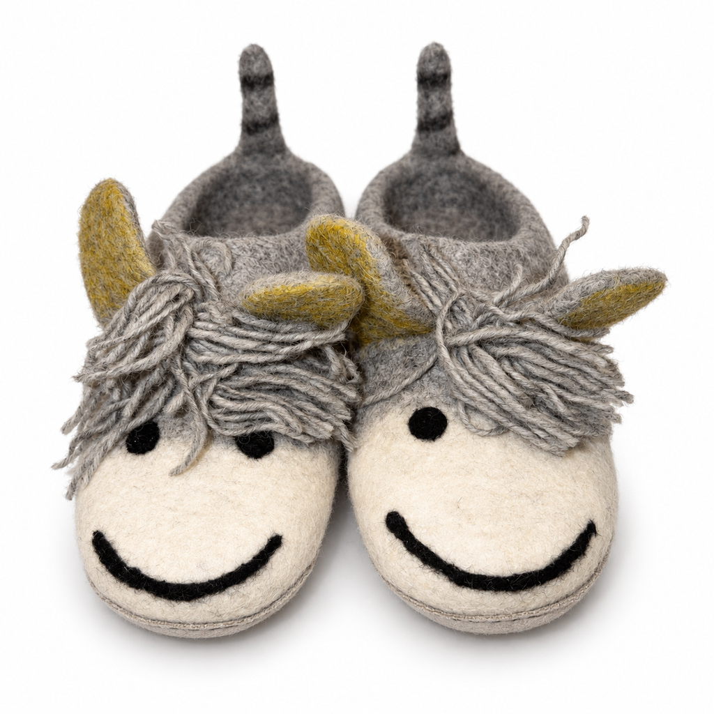 Felt Highland Cow Slippers