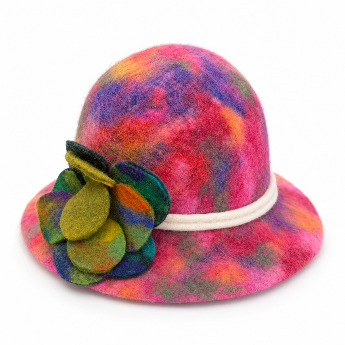 Rainbow Flower Felt Hat