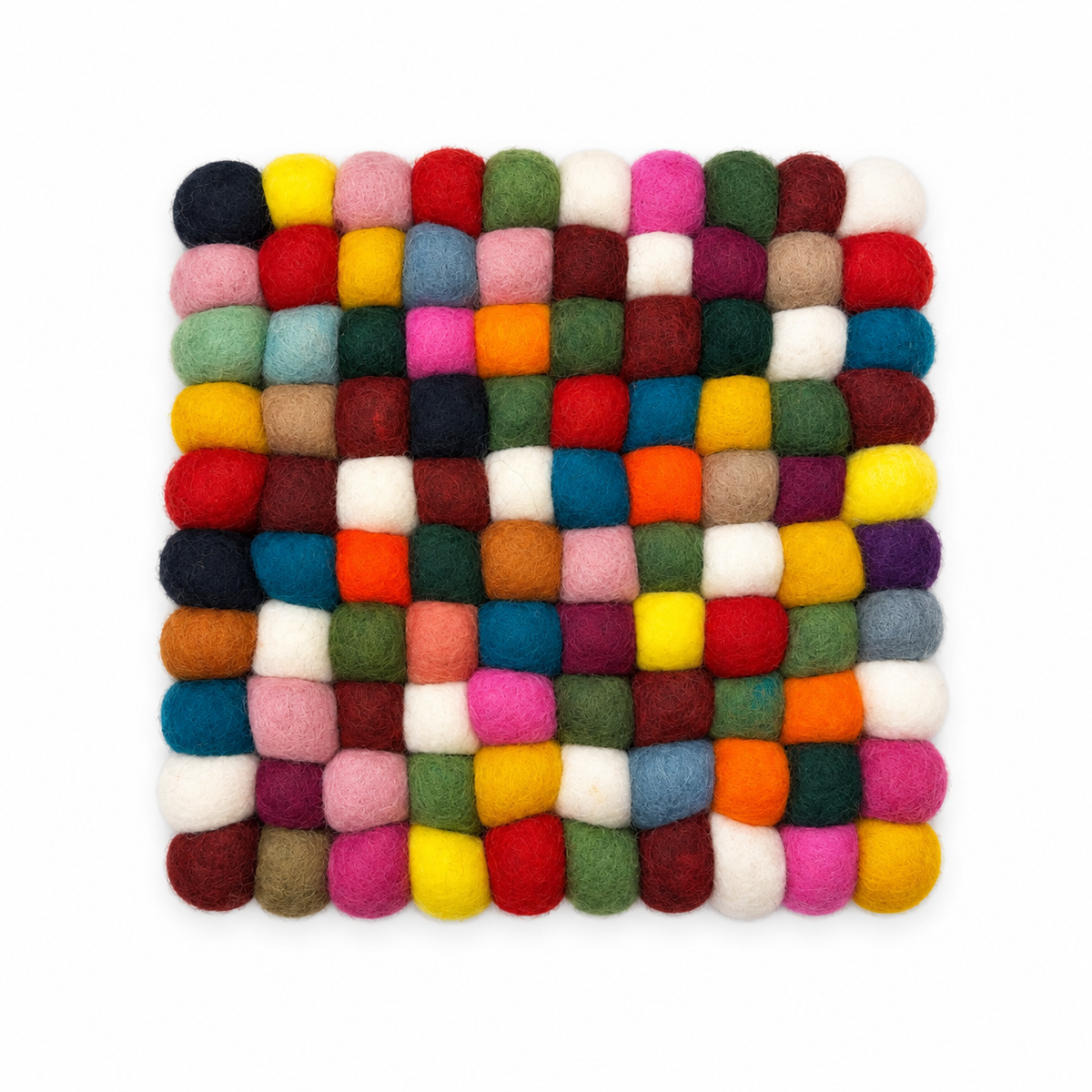 Rainbow Joy – Square Felt Ball Trivet