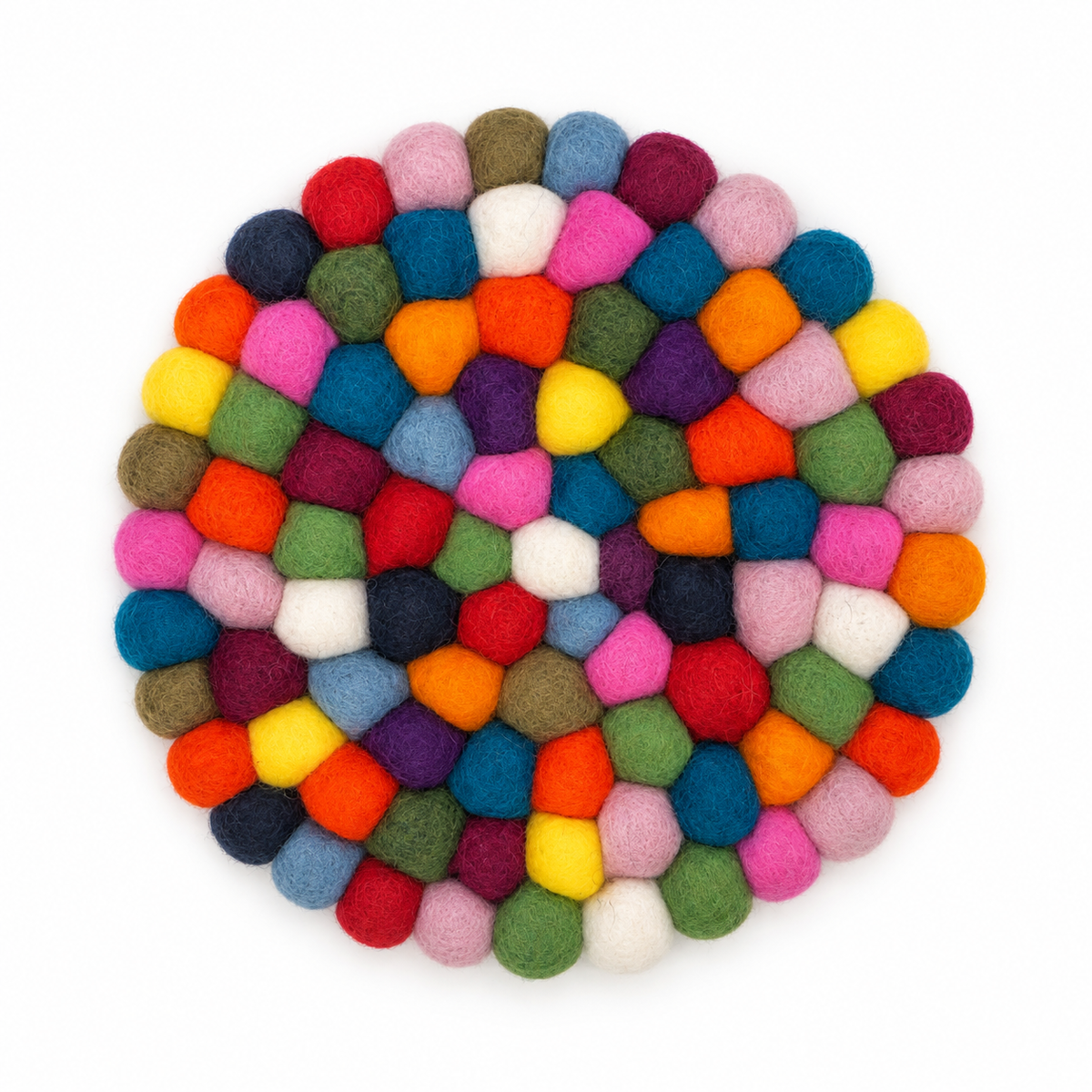 Rainbow Joy – Round Felt Ball Trivet