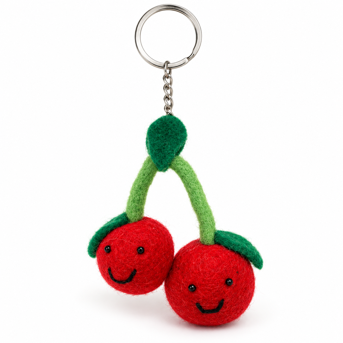 Cherry Twins Felt Keychain