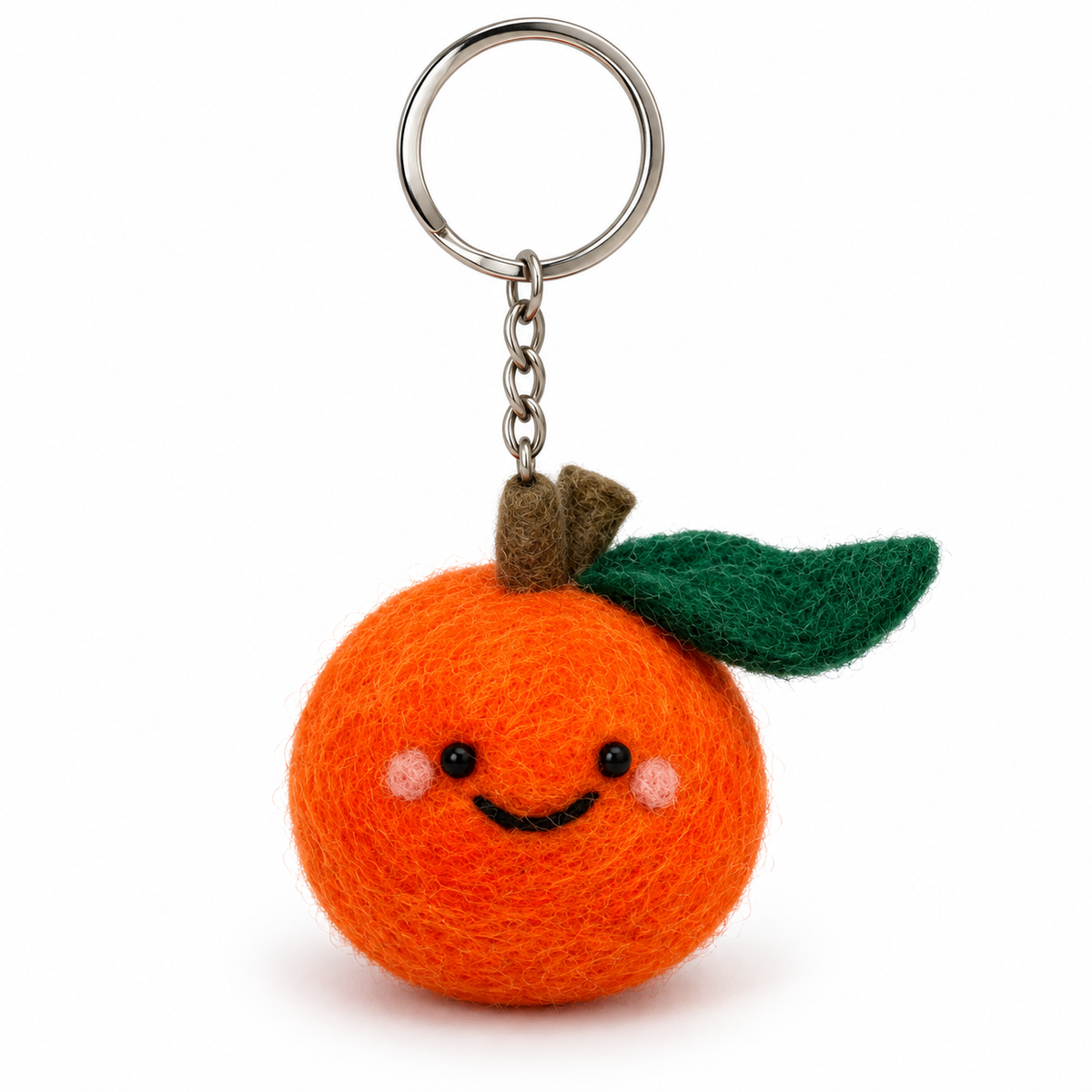 Orange Felt Keychain