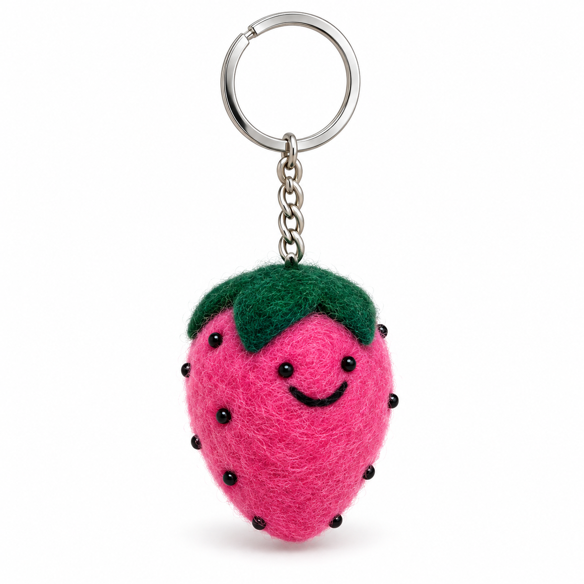 Pink Berry Felt Keychain