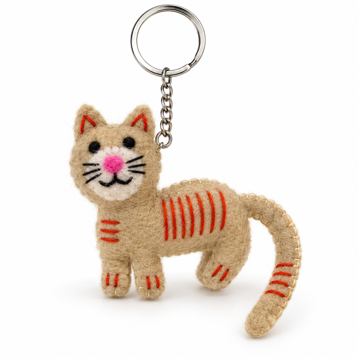 Brown Cat Felt Keychain