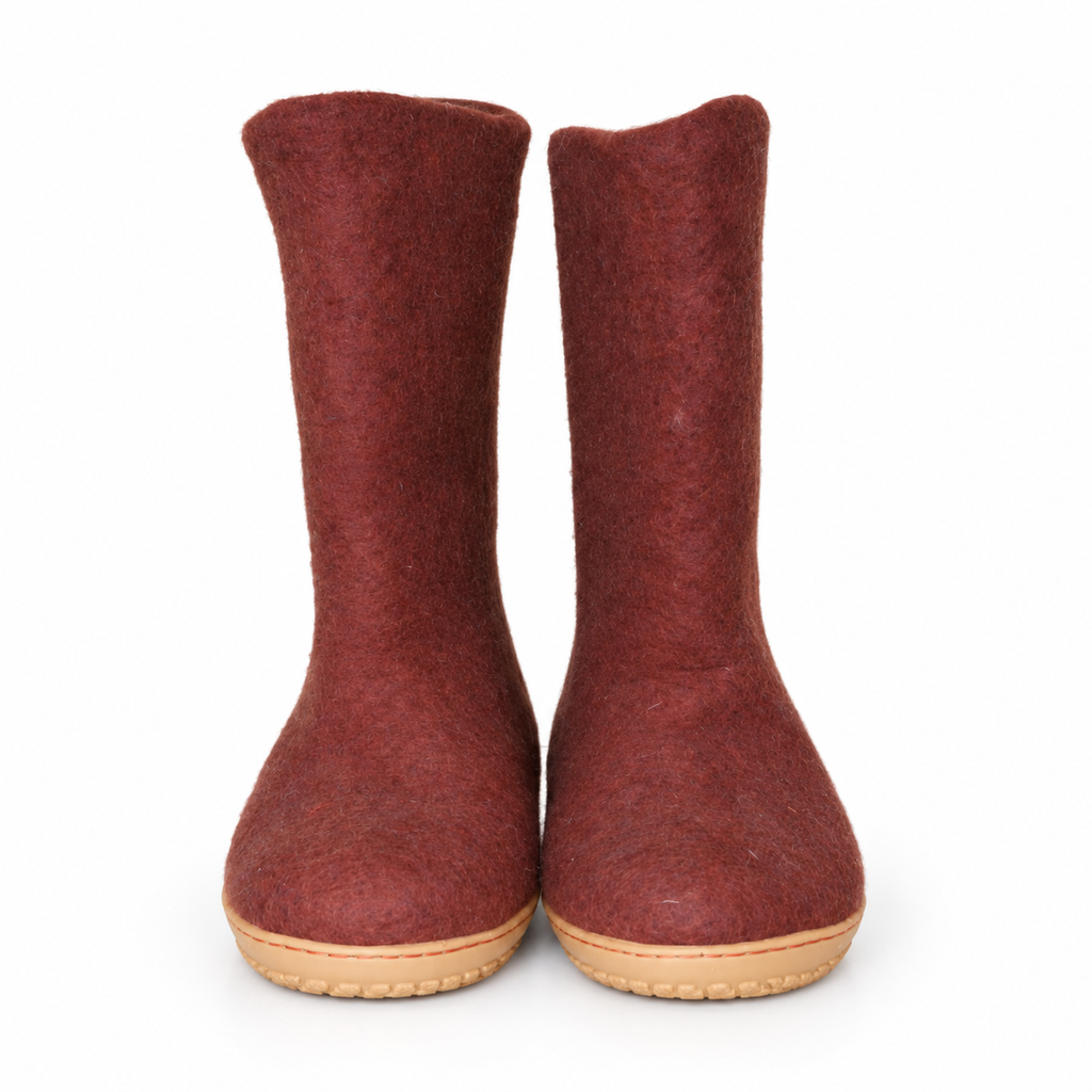 Handmade Brown Felt Boots
