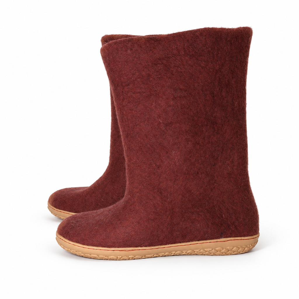 Handmade Brown Felt Boots