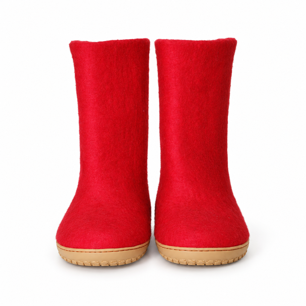 Handmade Red Felt Boots