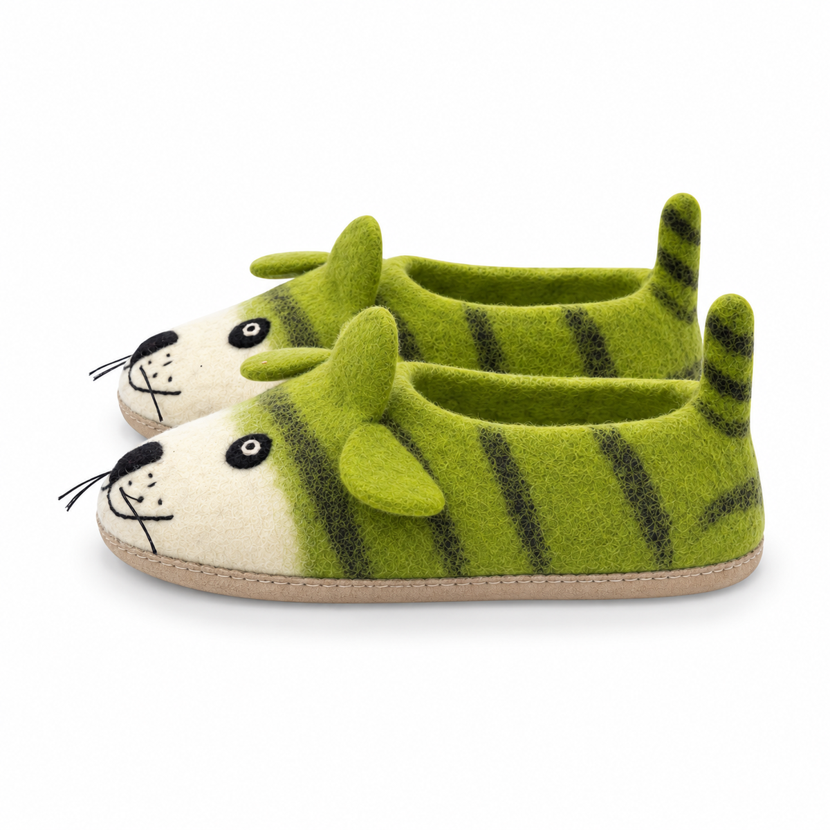 Felt Green Mouse Slippers